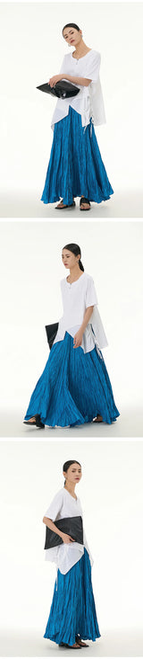 Elegant Drape Crumpled  Summer Elastic Waist