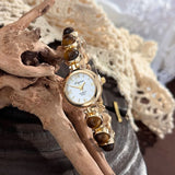 Gold-Hued Women's Watch Featuring Tiger's Eye