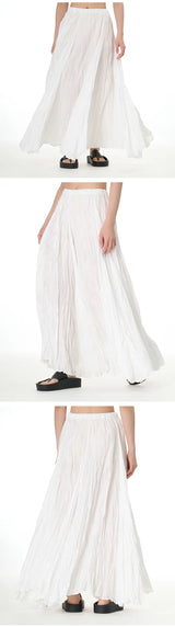 Elegant Drape Crumpled  Summer Elastic Waist
