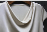 Silk Knit T-Shirt Women Drape Neck Soft Top