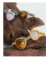 Vintage Stainless Steel Tiger Eye Stone Ring
