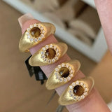 Vintage tiger eye stone rings for women classic charm