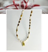 Natural Freshwater Pearl Tiger Eye Stone Necklace