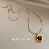 Eye Stone Pendant Necklace Stacking Alloy Sweater Chain
