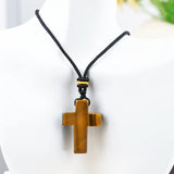 Yellow Tiger Eye 22x30mm Cross Shaped Gemstone Pendant