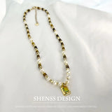 Natural Freshwater Pearl Tiger Eye Stone Necklace