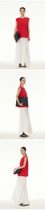 Elegant Drape Crumpled  Summer Elastic Waist