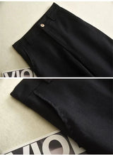 Cotton Linen Straight Trousers Elastic High Waist Wild Wide Leg Pants