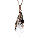 Natural 12 Faceted Healing Crystal Reiki Divination Dowsing Rose Pink Quartz Stone Pendulum Pendant Chain Necklace Jewelry