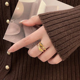 Double layered Retro Luxury Tail Ring For Women's Trendy Jewelry