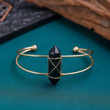 Women's Healing Chakra Natural Stone Hexagonal Wire Crystal Bracelet Rose Quartz, Gemstone, Cuff Bracelet