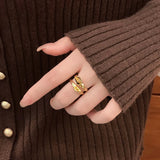 Double layered Retro Luxury Tail Ring For Women's Trendy Jewelry