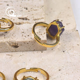 Faceted Lapis White Turquoise Rings Natural Tiger eye