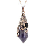 Natural 12 Faceted Healing Crystal Reiki Divination Dowsing Rose Pink Quartz Stone Pendulum Pendant Chain Necklace Jewelry