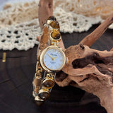 Gold-Hued Women's Watch Featuring Tiger's Eye