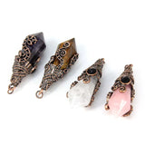 Natural 12 Faceted Healing Crystal Reiki Divination Dowsing Rose Pink Quartz Stone Pendulum Pendant Chain Necklace Jewelry