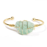 Irregular Citrine Stone Healing Crystal Bracelet Handmade Boho Wire Wrapped Cuff Bracelet for Womens Girls Ladies