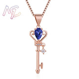 Natural Crystal Key Pendant Necklace Vintage Real Jewelry Charm Talismans Rose Gold Plated Amulet Carved Gemstone Stone Luxury