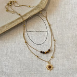 Tiger Eye Layered Necklace  Gold-Tone Alloy, Natural Tiger Eye Beads