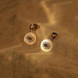 Rectangular Tiger's Eye Stones Ear Buckle Evil Eye Elegant Jewelry