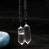 Natural Crystal Quartz Necklace Double Point Pendant Stone Collar Woman Man Healing Meditation Chain Handmade Craft