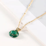 Enamel Glazed Tiger Eye Stone Geometric Pendants Titanium Steel Women