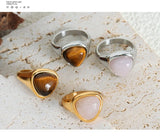 Vintage Stainless Steel Tiger Eye Stone Ring