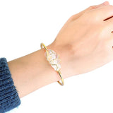 Irregular Citrine Stone Healing Crystal Bracelet Handmade Boho Wire Wrapped Cuff Bracelet for Womens Girls Ladies