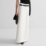 Casual White Straight Skirts  Elegant High Waist Long