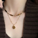 Eye Stone Pendant Necklace Stacking Alloy Sweater Chain