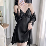 Luxury Silk Robe Set Long Sleeve Robe Comfortable Loose