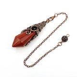 Natural 12 Faceted Healing Crystal Reiki Divination Dowsing Rose Pink Quartz Stone Pendulum Pendant Chain Necklace Jewelry