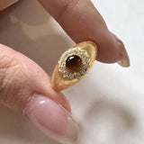 Vintage tiger eye stone rings for women classic charm