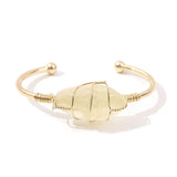 Irregular Citrine Stone Healing Crystal Bracelet Handmade Boho Wire Wrapped Cuff Bracelet for Womens Girls Ladies