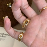 Vintage tiger eye stone rings for women classic charm