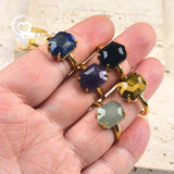 Faceted Lapis White Turquoise Rings Natural Tiger eye