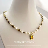 Natural Freshwater Pearl Tiger Eye Stone Necklace