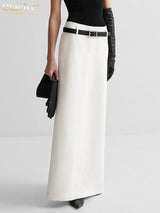 Casual White Straight Skirts  Elegant High Waist Long