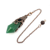 Natural 12 Faceted Healing Crystal Reiki Divination Dowsing Rose Pink Quartz Stone Pendulum Pendant Chain Necklace Jewelry