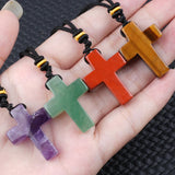 Yellow Tiger Eye 22x30mm Cross Shaped Gemstone Pendant