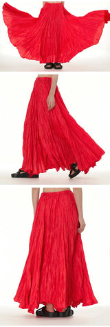 Elegant Drape Crumpled  Summer Elastic Waist