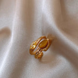 Double layered Retro Luxury Tail Ring For Women's Trendy Jewelry