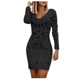 Casual V-Neck Bodycon Dress for Women Slim Fit Style
