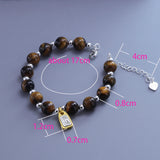925 Sterling Silver Natural Tiger's Eye Bracelet For Women Gift 14K Gold Plated Wealth And Fortune Pendant Jewelry