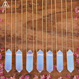 Healing Crystal Quartz Double Point Terminated Pendant Necklace For Women Citrines Amethysts Quartz Boho Necklace Gift For Her