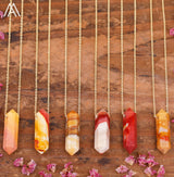 Healing Crystal Quartz Double Point Terminated Pendant Necklace For Women Citrines Amethysts Quartz Boho Necklace Gift For Her