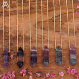 Healing Crystal Quartz Double Point Terminated Pendant Necklace For Women Citrines Amethysts Quartz Boho Necklace Gift For Her